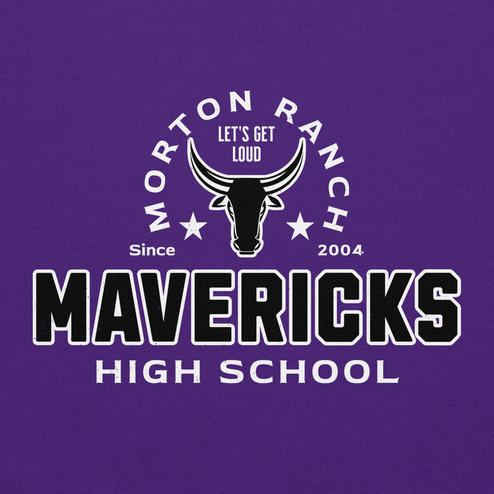 Close-up view of Morton Ranch High School Mavericks Purple Classic Unisex Hoodie 222