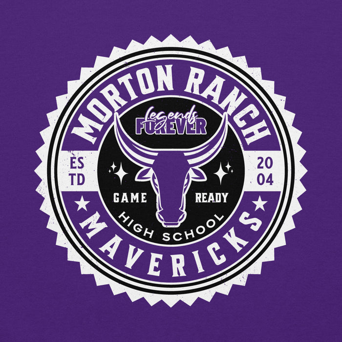 Close-up view of Morton Ranch High School Mavericks Purple Classic Unisex Hoodie 203