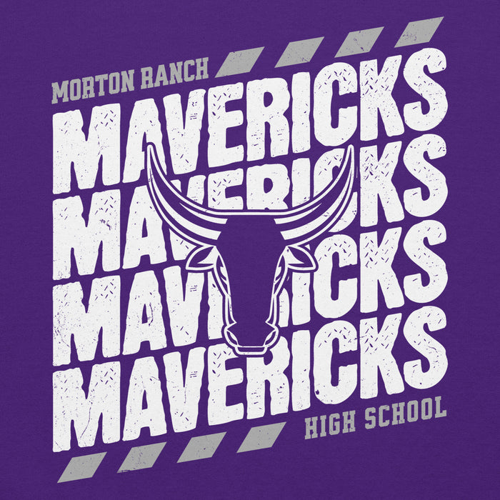 Close-up view of Morton Ranch High School Mavericks Purple Classic Unisex Hoodie 223