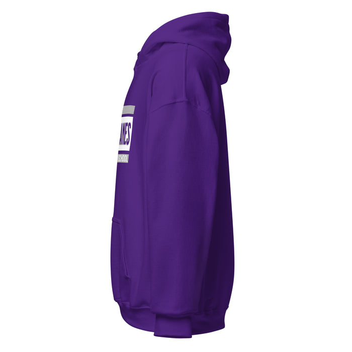 Side view of Klein Cain High School Hurricanes Purple Classic Unisex Hoodie 098