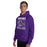Man wearing Klein Cain High School Hurricanes Purple Classic Unisex Hoodie 233