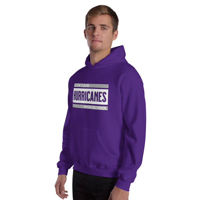 Man wearing Klein Cain High School Hurricanes Purple Classic Unisex Hoodie 098