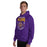 Man wearing Jersey Village High School Falcons Purple Classic Unisex Hoodie 204