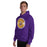 Man wearing Jersey Village High School Falcons Purple Classic Unisex Hoodie 203