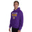 Man wearing Jersey Village High School Falcons Purple Classic Unisex Hoodie 003