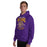 Man wearing Jersey Village High School Falcons Purple Classic Unisex Hoodie 213