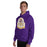 Man wearing Jersey Village High School Falcons Purple Classic Unisex Hoodie 219