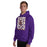 Man wearing Jersey Village High School Falcons Purple Classic Unisex Hoodie 236