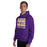 Man wearing Jersey Village High School Falcons Purple Classic Unisex Hoodie 238