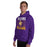 Man wearing Jersey Village High School Falcons Purple Classic Unisex Hoodie 233