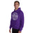 Man wearing Morton Ranch High School Mavericks Purple Classic Unisex Hoodie 254