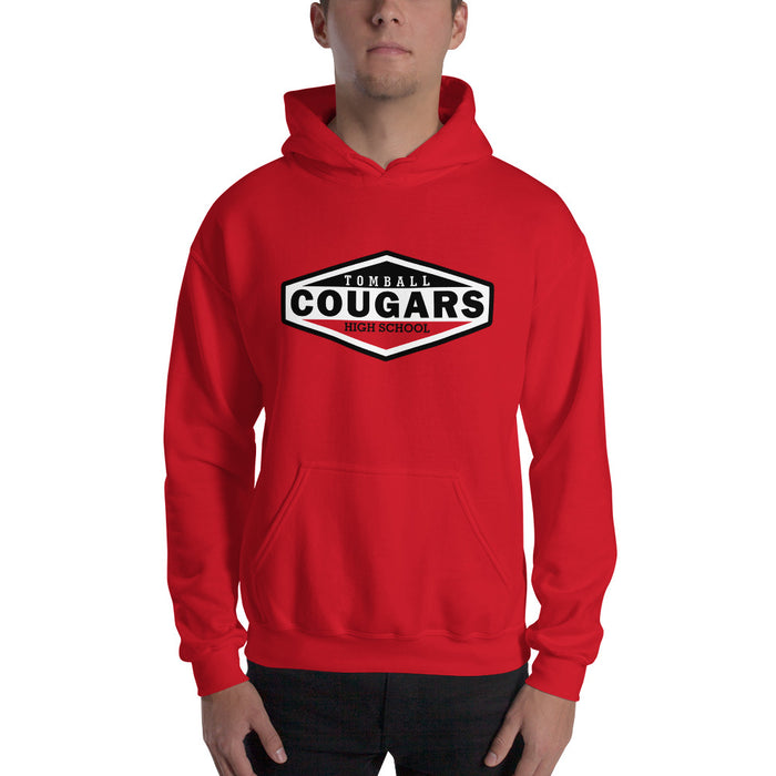 Man wearing a Tomball High School Cougars Red Classic Unisex Hoodie 09