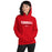 Woman wearing a Tomball High School Cougars Red Classic Unisex Hoodie 12