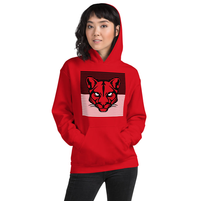 Woman wearing a Tomball High School Cougars Red Classic Unisex Hoodie 27