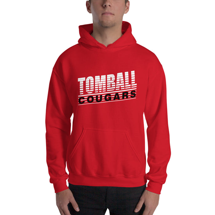 Man wearing a Tomball High School Cougars Red Classic Unisex Hoodie 32