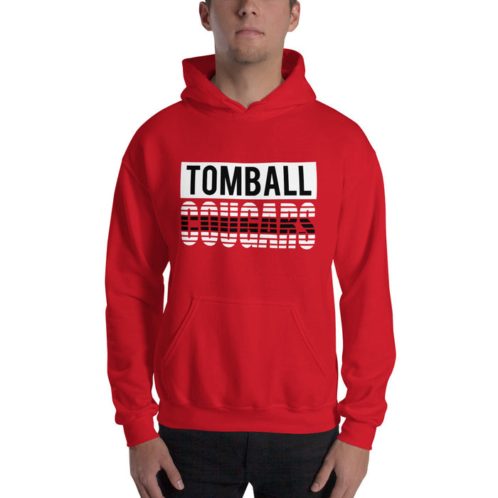 Man wearing a Tomball High School Cougars Red Classic Unisex Hoodie 35