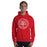 Man wearing a Katy High School Tigers Red Classic Unisex Hoodie 201