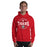 Man wearing a Katy High School Tigers Red Classic Unisex Hoodie 202