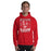 Man wearing a Katy High School Tigers Red Classic Unisex Hoodie 216