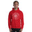 Man wearing a Katy High School Tigers Red Classic Unisex Hoodie 219