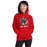 Woman wearing The Woodlands High School Highlanders Red Classic Unisex Hoodie 204