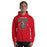 Man wearing The Woodlands High School Highlanders Red Classic Unisex Hoodie 212