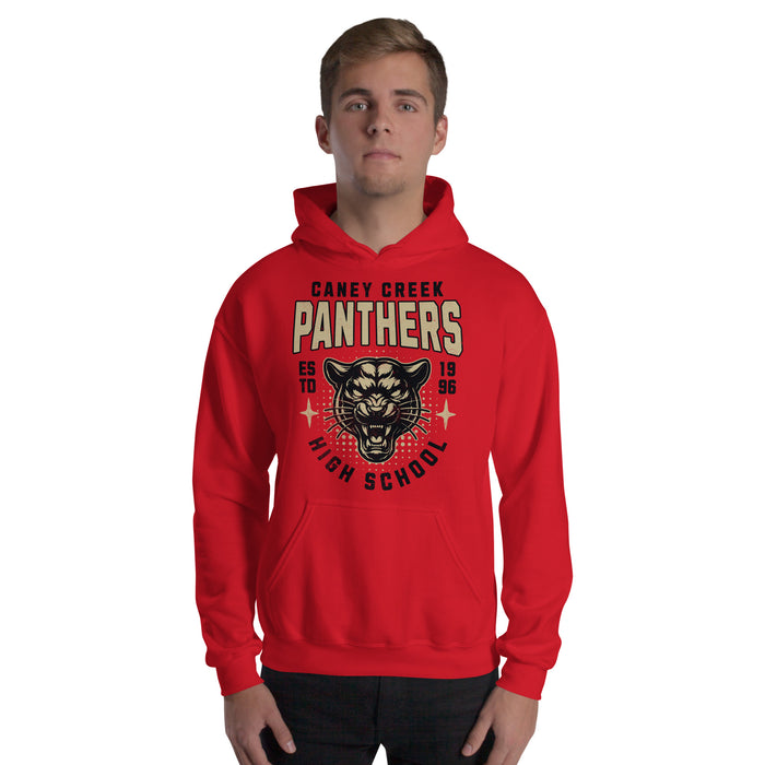 Man wearing Caney Creek High School Panthers Red Classic Unisex Hoodie 204