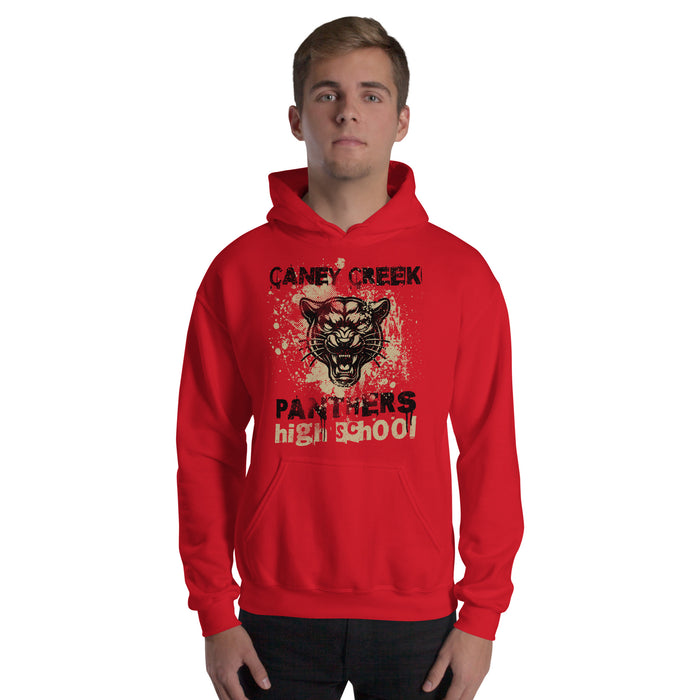 Man wearing Caney Creek High School Panthers Red Classic Unisex Hoodie 205