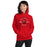 Woman wearing Del Valle High School Cardinals Red Classic Unisex Hoodie 201