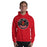 Student wearing Del Valle High School Cardinals Red Classic Unisex Hoodie 215