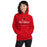 Woman wearing Del Valle High School Cardinals Red Classic Unisex Hoodie 217