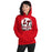 Woman wearing Lake Travis High School Cavaliers Red Classic Unisex Hoodie 202