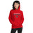 Woman wearing MacArthur High School Generals Red Classic Unisex Hoodie 222