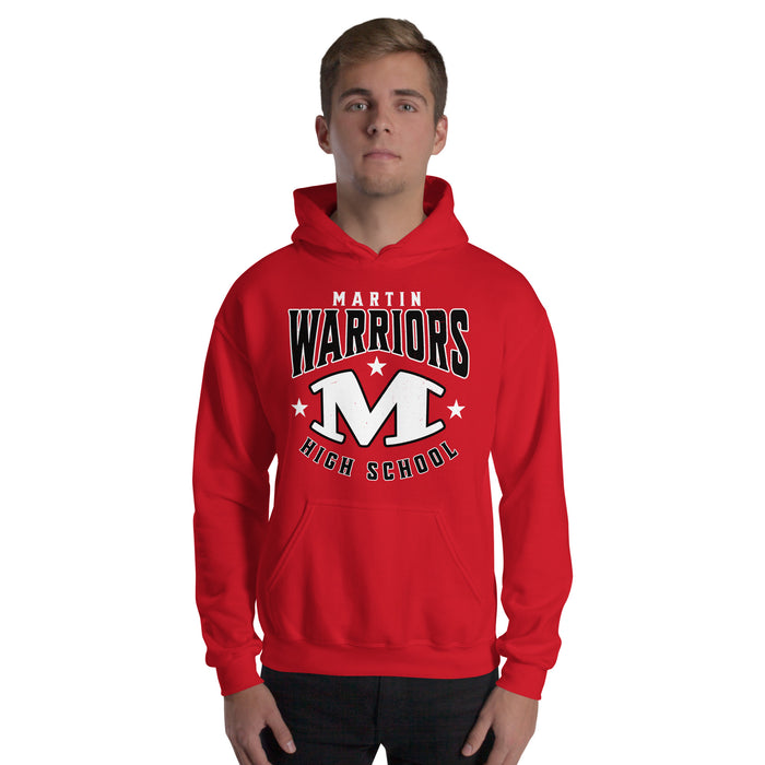 Man wearing Martin High School Warriors Red Classic Unisex Hoodie 213