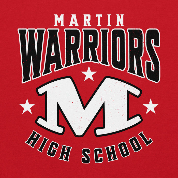 Close-up view of Martin High School Warriors Red Classic Unisex Hoodie 213