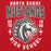 Close-up view of North Shore High School Mustangs Red Classic Unisex Hoodie 204