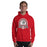 Man wearing North Shore High School Mustangs Red Classic Unisex Hoodie 212