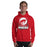 Man wearing Odessa High School Bronchos Red Classic Unisex Hoodie 202