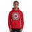 Man wearing Odessa High School Bronchos Red Classic Unisex Hoodie 216