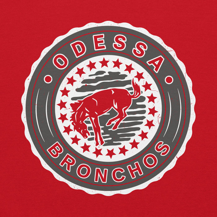 Close-up view of Odessa High School Bronchos Red Classic Unisex Hoodie 216