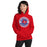 Woman wearing Sam Houston High School Texans Red Classic Unisex Hoodie 203