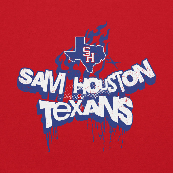 Close-up view of Sam Houston High School Texans Red Classic Unisex Hoodie 226