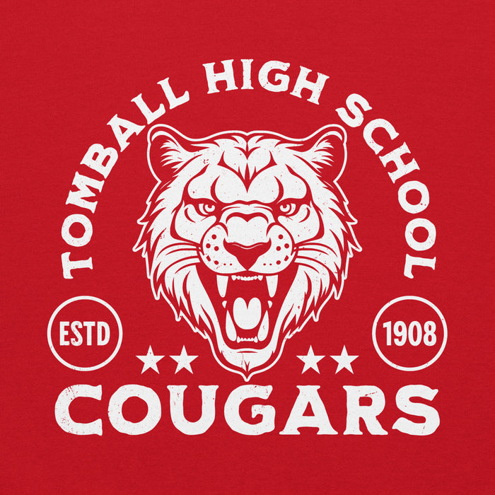 Close-up view of Tomball High School Cougars Red Classic Unisex Hoodie 208