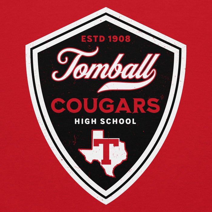 Close-up view of Tomball High School Cougars Red Classic Unisex Hoodie 225