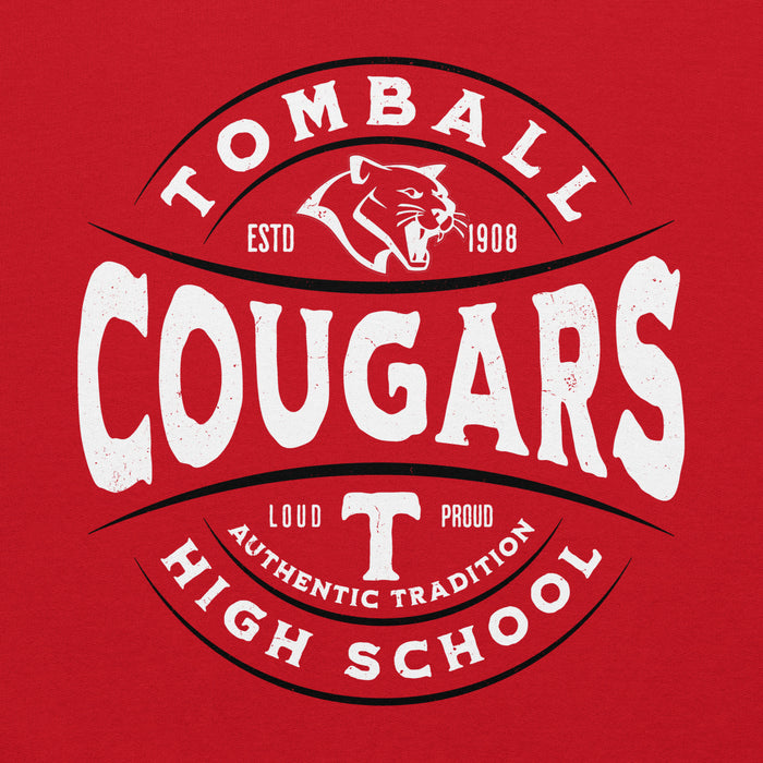 Close-up view of Tomball High School Cougars Red Classic Unisex Hoodie 218