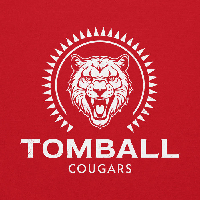 Close-up view of Tomball High School Cougars Red Classic Unisex Hoodie 226