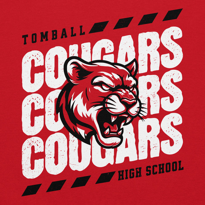 Close-up view of Tomball High School Cougars Red Classic Unisex Hoodie 223