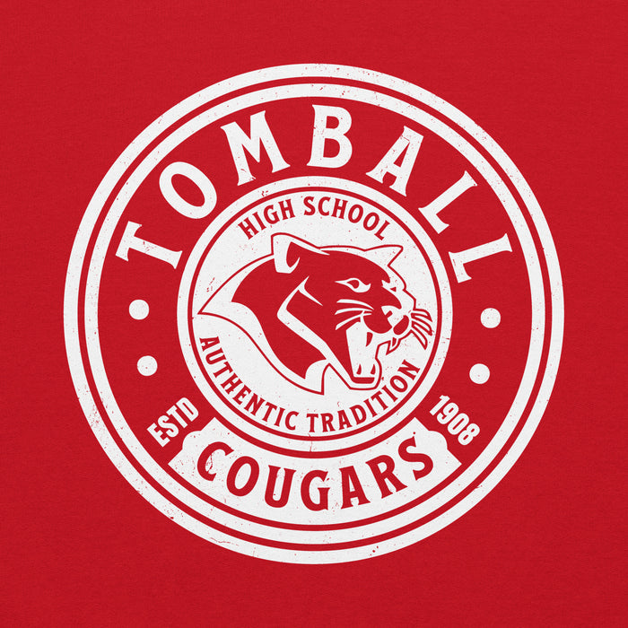 Close-up view of Tomball High School Cougars Red Classic Unisex Hoodie 220