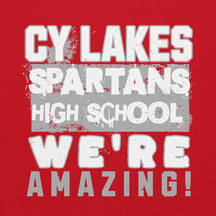 Close-up view of Cypress Lakes High School Spartans Red Classic Unisex Hoodie 231