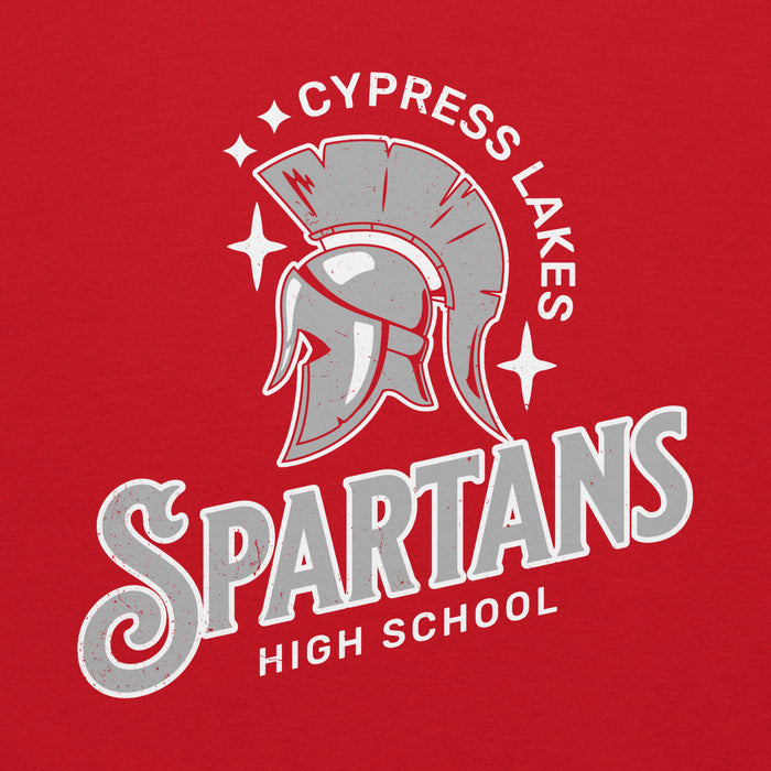 Close-up view of Cypress Lakes High School Spartans Red Classic Unisex Hoodie 232